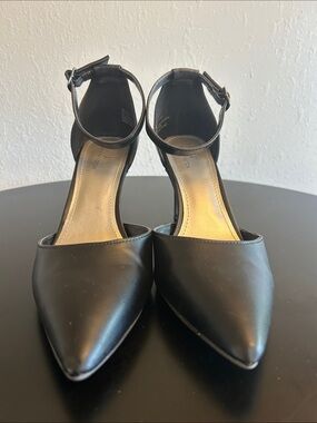 Worthington Black Pointed-Toe Ankle-Strap Pumps